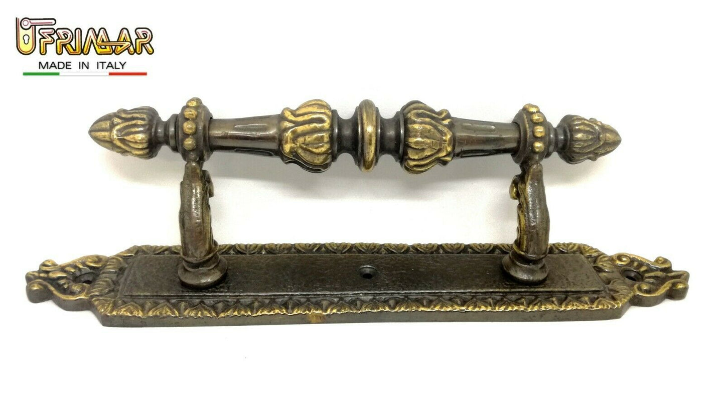 MANIGLIONE PER PORTA PORTONE MANIGLIA CLASSICA mm.255 OTTONE BRONZATO DECENTRATO
