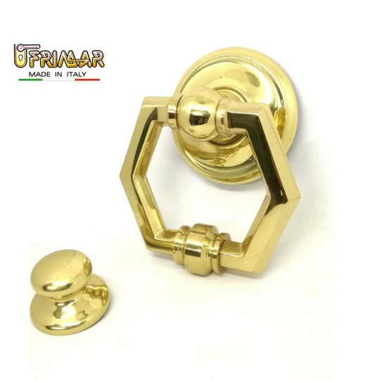 BATTENTE PORTA PORTONE ESAGONO OTTONE LUCIDO BAL mm.120 MANETTONE art. 0756