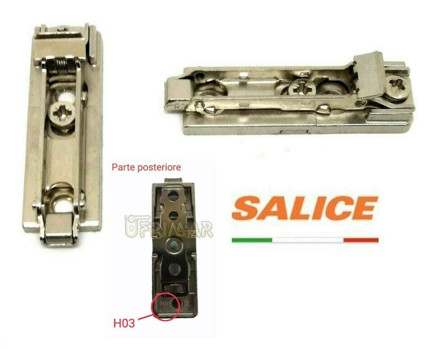 BASE PER CERNIERA SALICE BAP3R39 H.mm.3 A INNESTO RAPIDO REGOLABILE