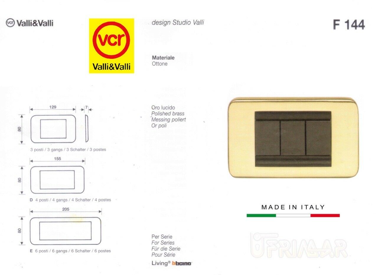 Coprinterruttori Valli e Valli F144 4 posti Ottone Lucido Valli & Colombo Living