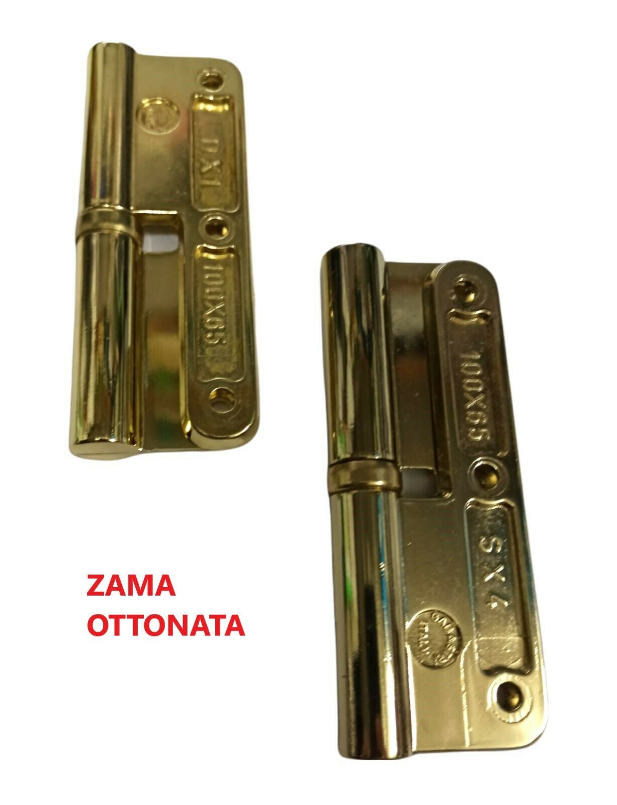 CERNIERA POMELLA IN ZAMA OTTONATA 100x65 PER PORTE IN LEGNO DX/SX ORO LUCIDO