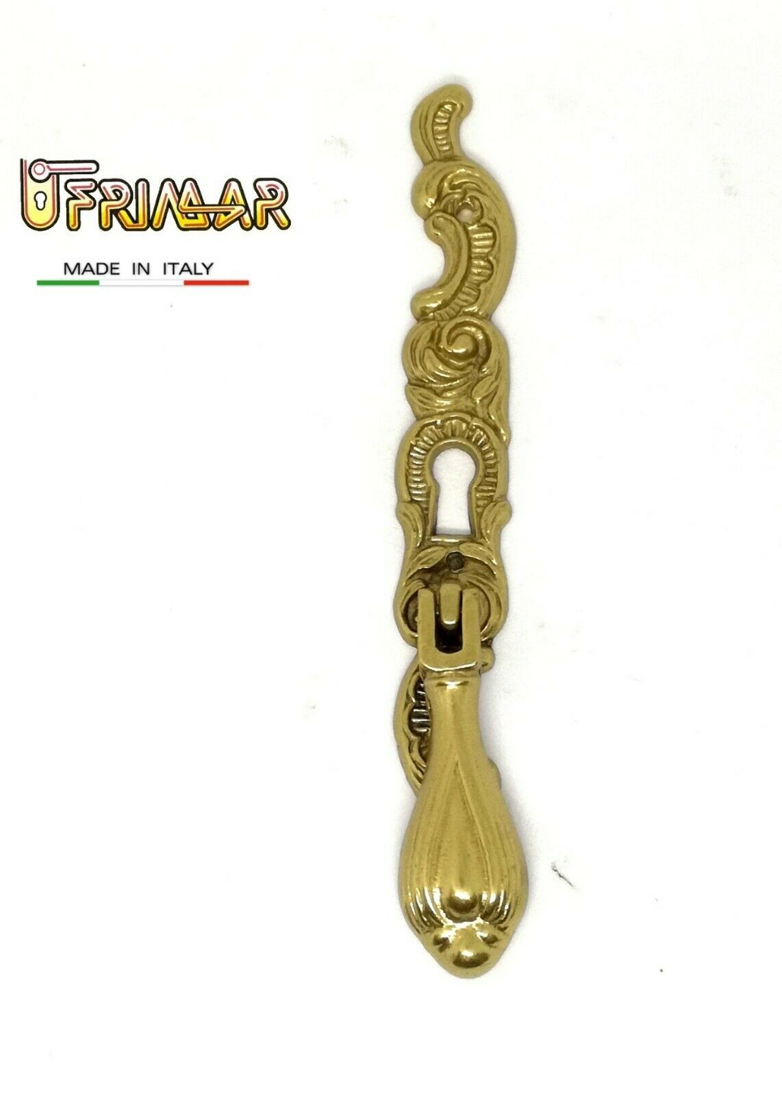 MANIGLIA CLASSICA PENDENTE MOBILI ANTICHI CON FORO CHIAVE OTTONE LUCIDO GIUSTI
