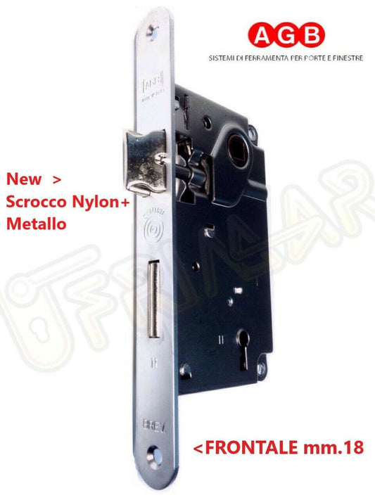 SERRATURA AGB PATENT CENTRO 1002.50 mm.50 CROMO OPACO INFILARE PORTA FR.mm.18