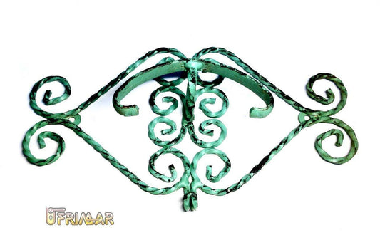 APPENDIABITI PORTABITO A MURO IN FERRO BATTUTO PATINATO VERDE mm.270x155