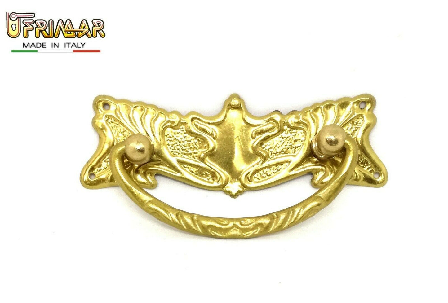 MANIGLIA CLASSICA PER MOBILI ANTICHI Interasse mm.64 OTTONE LUCIDO ditta GIUSTI