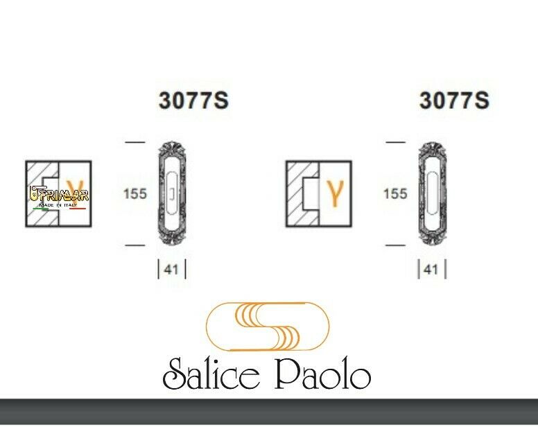 Maniglia incasso porte scorrevoli Salice 3077 Ottone Antico senza foro chiave