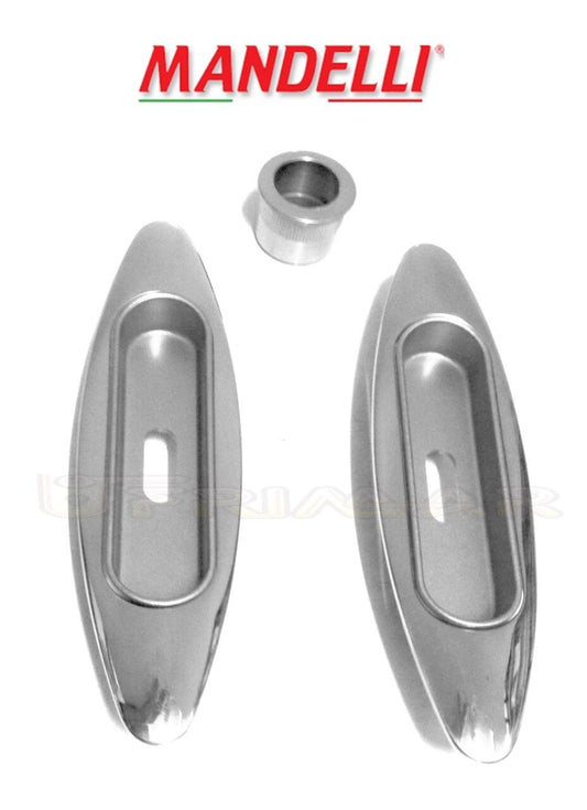 KIT MANIGLIE INCASSO PORTA SCORREVOLE MANDELLI CLIP 368C CROMO SAT. CON FORO C.