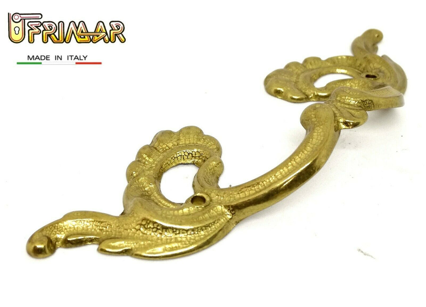 MANIGLIA CLASSICA PER MOBILI ANTICHI MANIGLIETTA mm.138 OTTONE LUCIDO GIUSTI