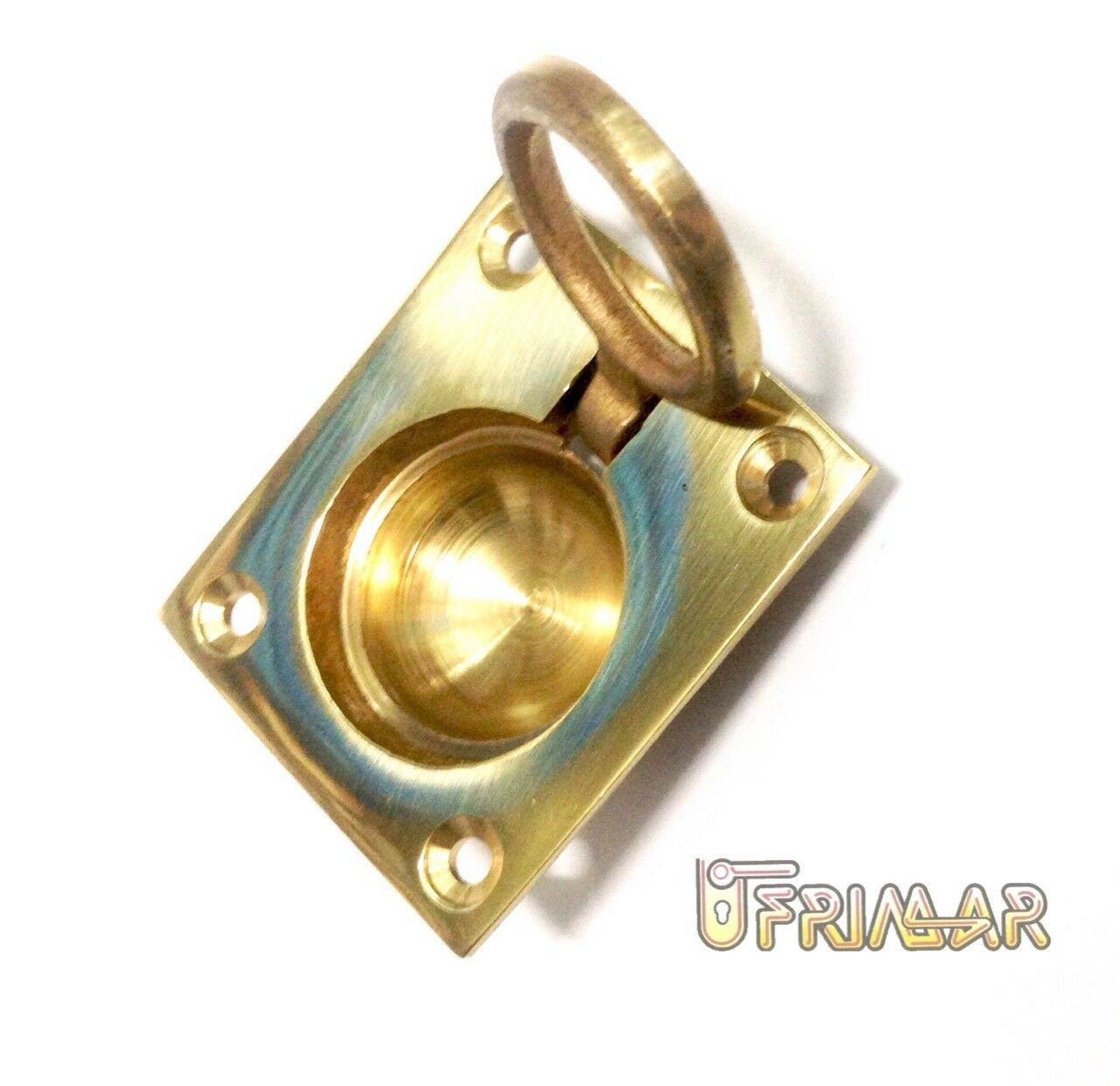 Maniglia Incasso con Anello pieghevole per ante in Legno mm.49x42 Ottone Lucido