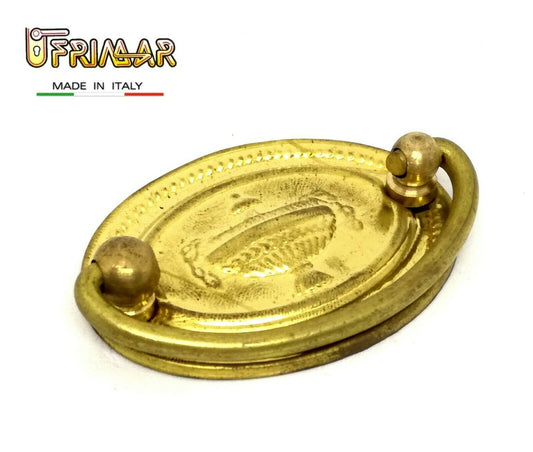 MANIGLIA CLASSICA PER MOBILI ANTICHI Interasse mm.48 OTTONE LUCIDO ditta GIUSTI