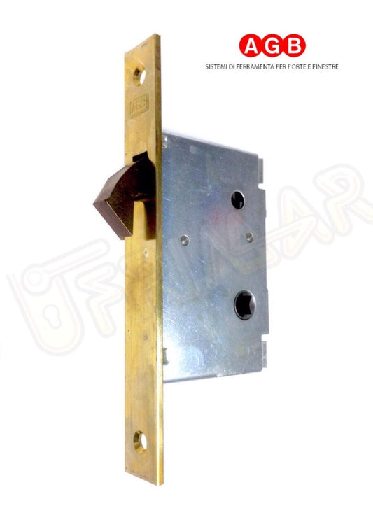 SERRATURA AGB PER PORTE SCORREVOLI 00706.40 E.mm.40 OTTONATA CHIUSURA CON QUADRO