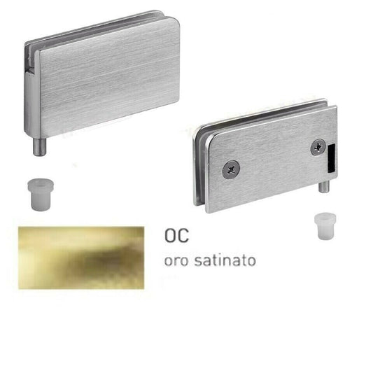 COPPIA CERNIERE PER ANTE IN VETRO mm.6 CONFALONIERI UCG 305PB ORO SATINATO 56x26