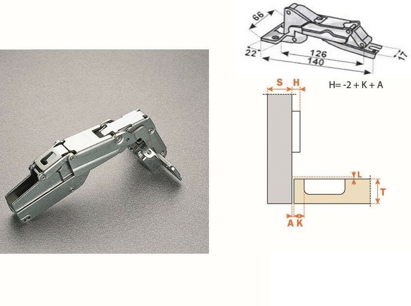 CERNIERA SALICE C2AFP99 Angolo 165° COLLO 18 BATTUTA INTERNA ANTA CUCINA MOBILE