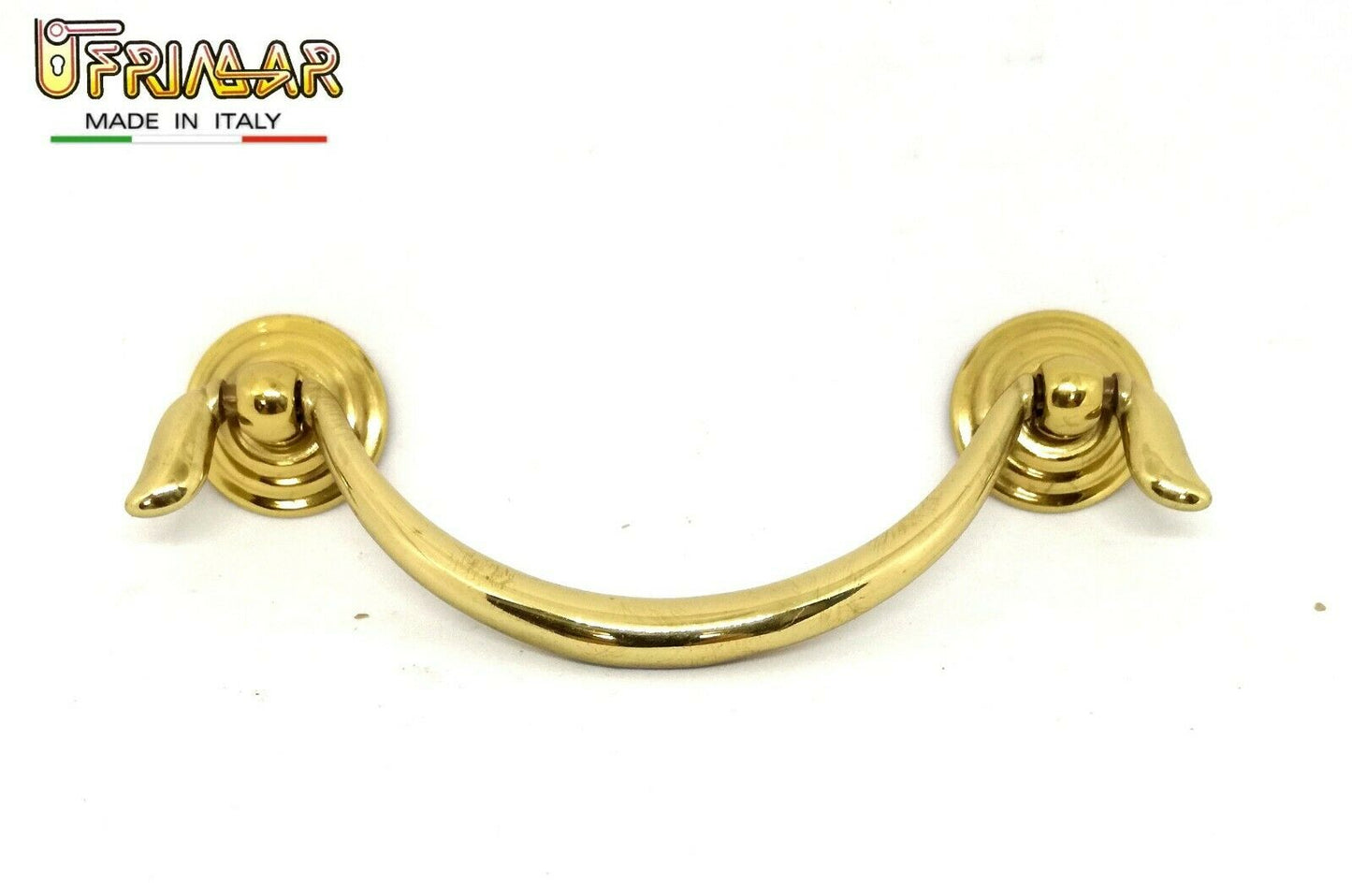 MANIGLIA PER MOBILI ANTICHI CLASSICI Interasse mm.64 OTTONE LUCIDO ditta BESANA