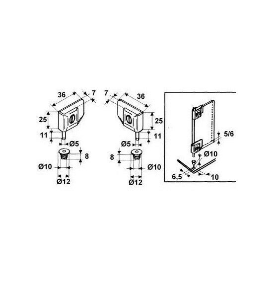 COPPIA CERNIERE CERNIERA PER ANTA VETRO mm.6 INTERNA ART. 0509 NIKEL OPACO
