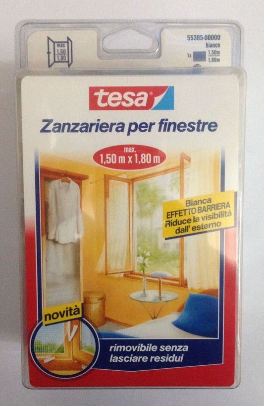 ZANZARIERA PER FINESTRE ADESIVA CON VELCRO RETE BIANCA misura MT.1,50x1,80