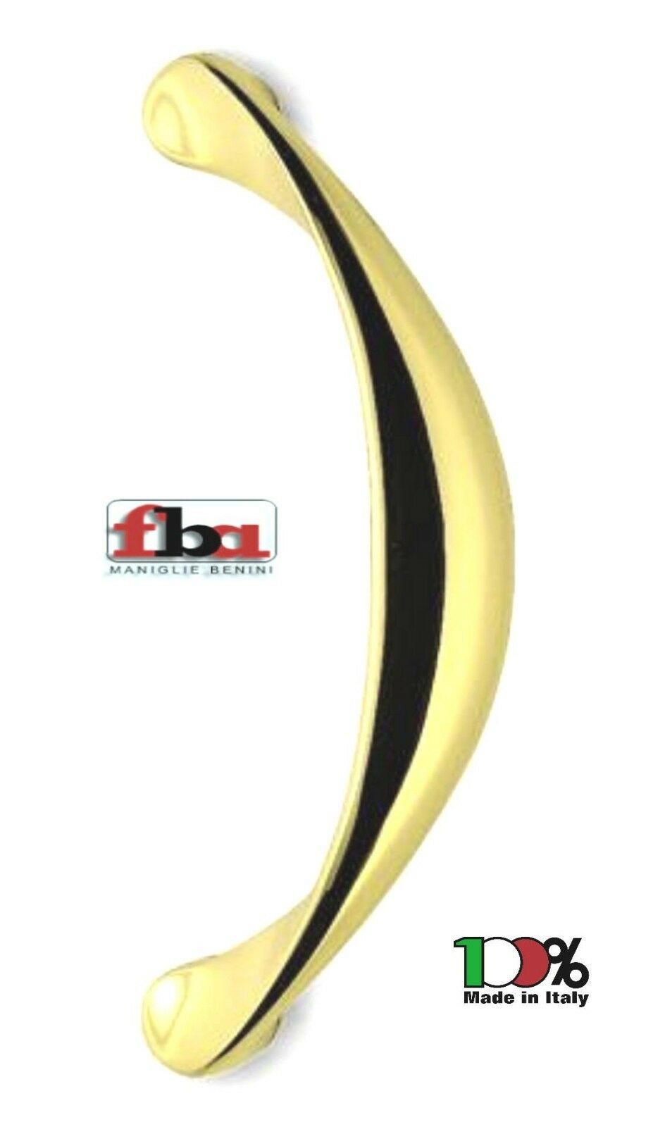 MANIGLIONE PORTA CURVO IN OTTONE FBA MARTINA mm.275 ORO LUCIDO Interasse mm.245