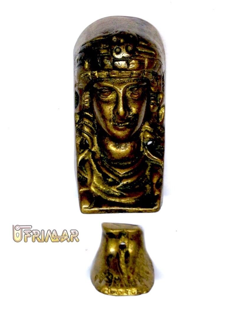 Fregio in ottone patinato per mobili testa Dama con piedi mm.31x57 + mm.22x13