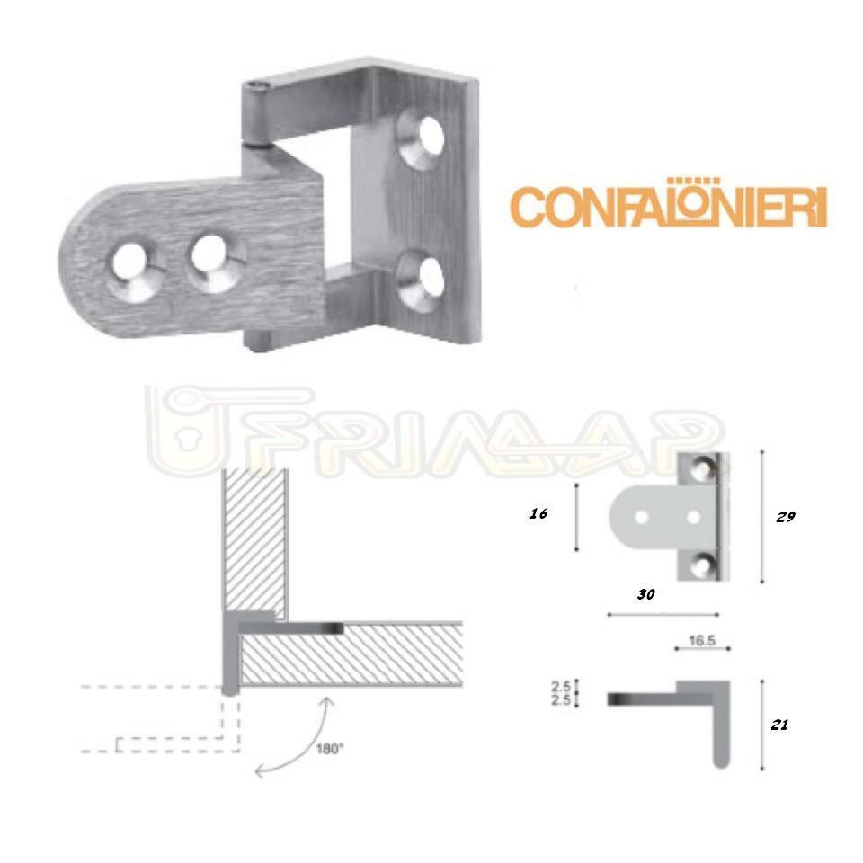CERNIERA PER ANTA PORTA IN LEGNO OTTONE SATINATO Apertura 180°