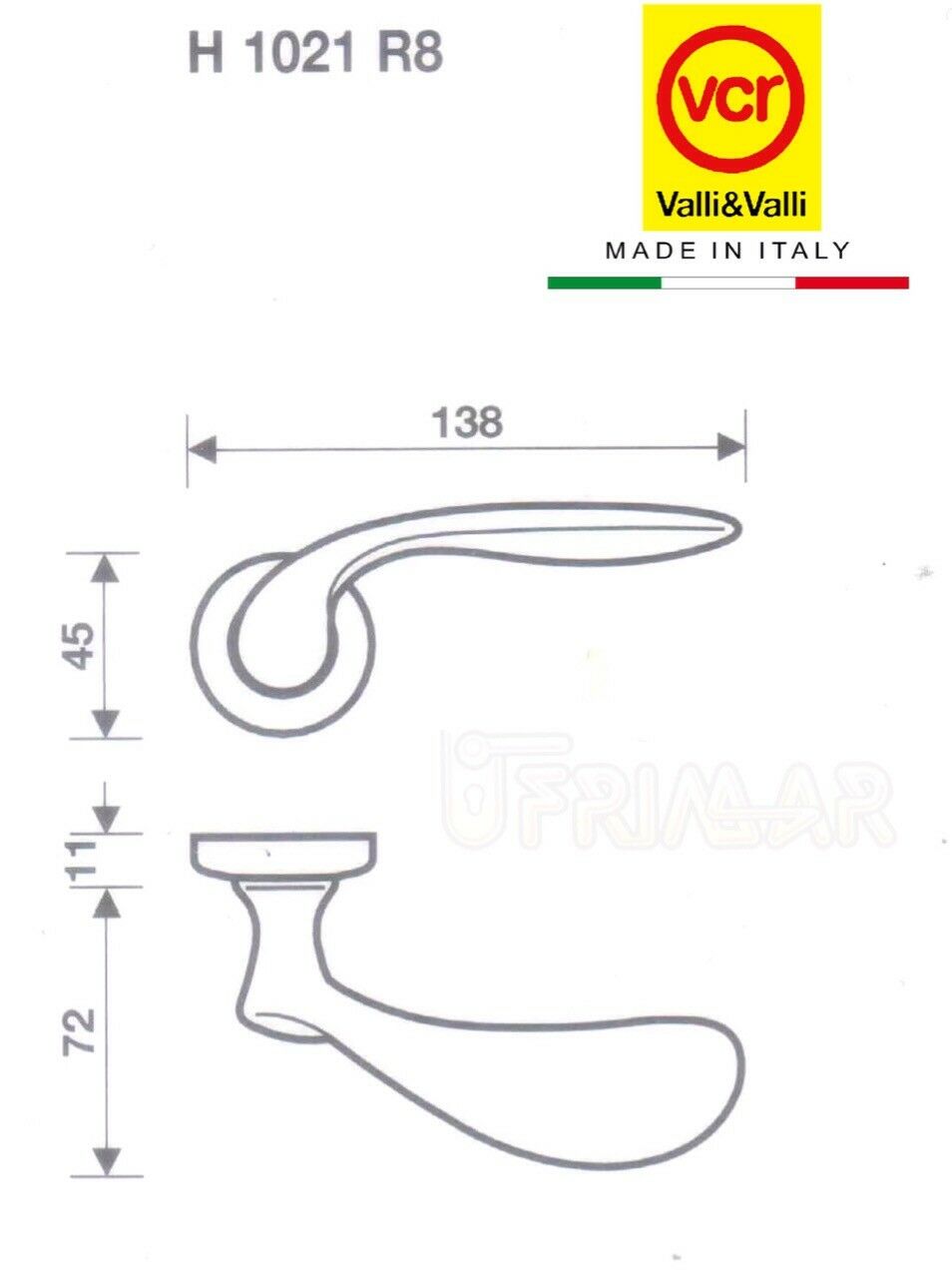 Maniglia Valli e Valli Gioconda H1021 R8 Ottone Lucido maniglia per porta VCR