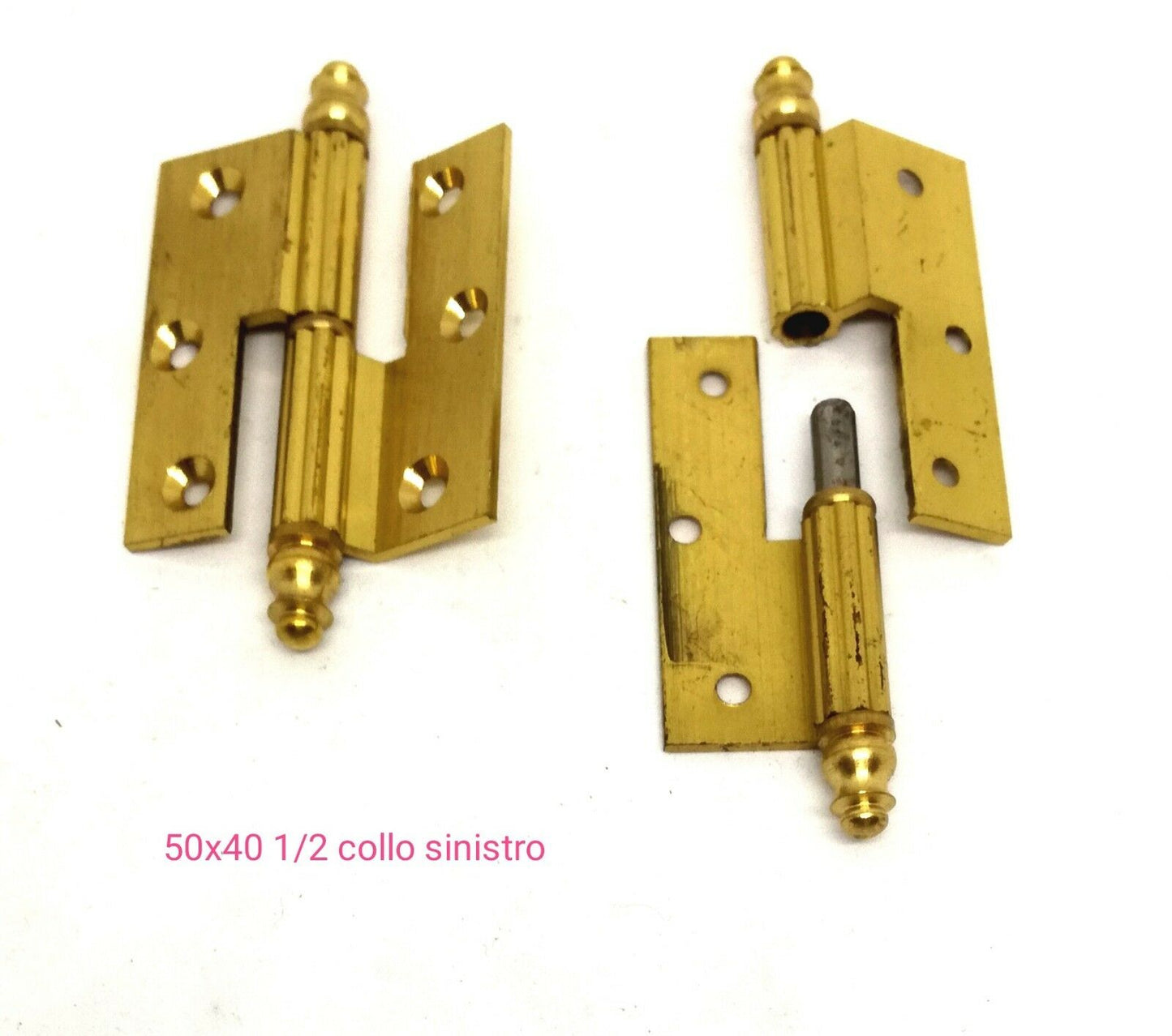 CERNIERA MOBILI ANTICHI BAROCCO CON BATTUTA mm.50x40 mezzo collo OTTONE Dx/Sx