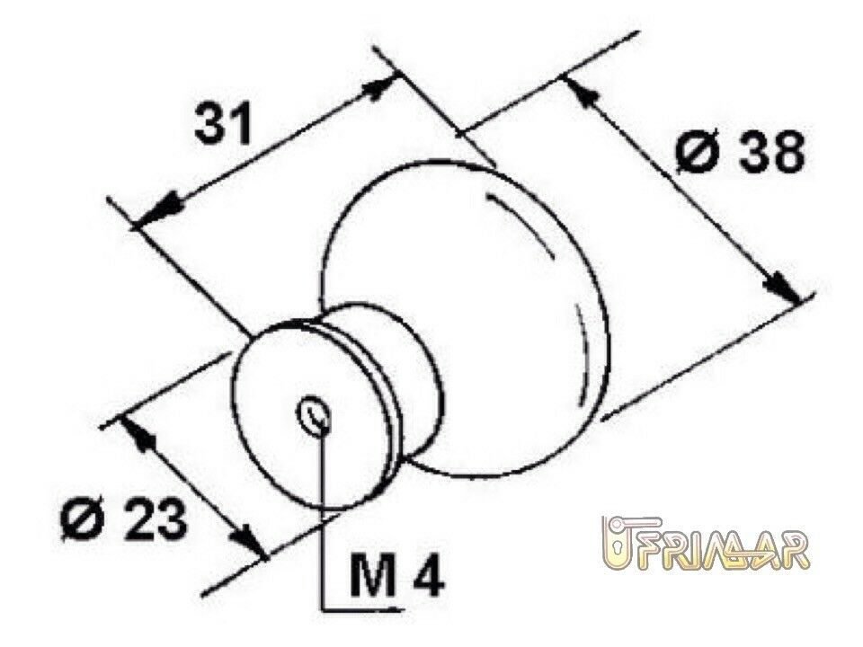 POMOLO PER MOBILE d.mm.38 CON VETRO ACIDATO OPACO BASE CROMO LUCIDO FIL.4MA