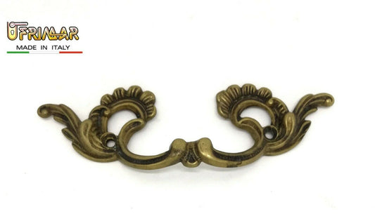 MANIGLIA PER MOBILI ANTICHI MANIGLIETTA mm.138 OTTONE ANTICATO BRONZO GIUSTI