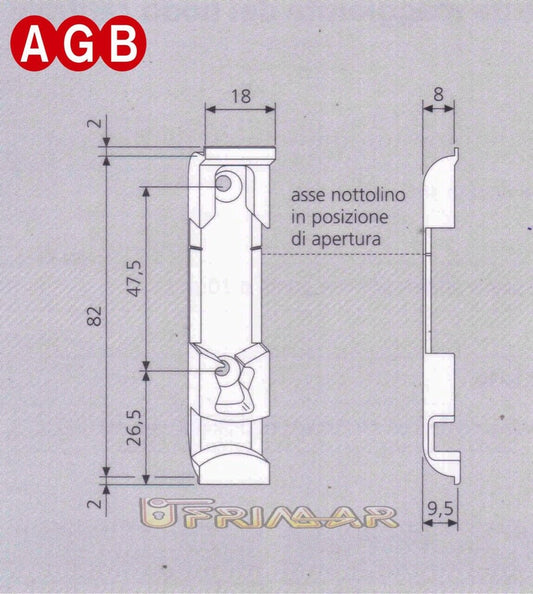 Incontro per nottolino perno ribalta AGB cod.A400170101 falsa manovra A4 4100700