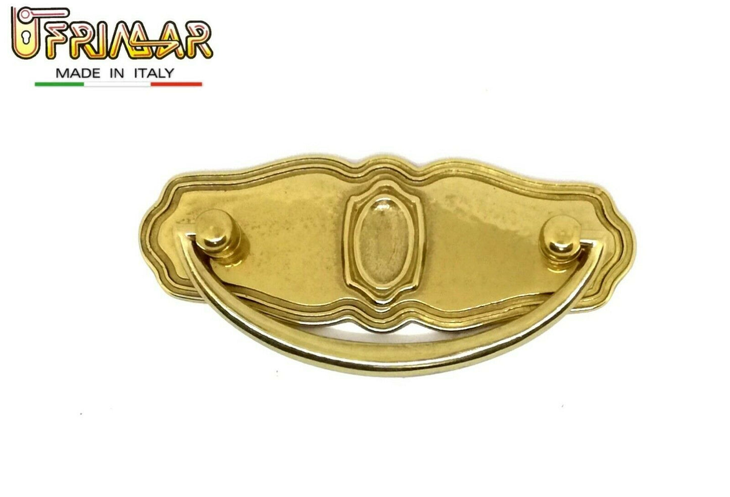 MANIGLIA CLASSICA PER MOBILI ANTICHI Interasse mm.64 OTTONE LUCIDO ditta BESANA