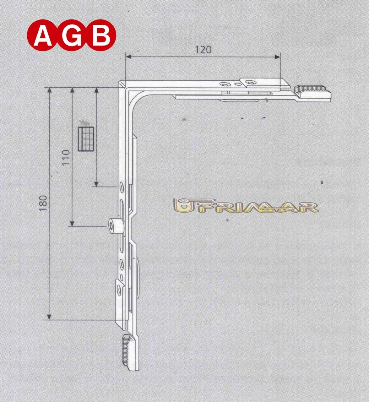 Movimento angolare AGB cod.A400090002 GR2 mm.120x180 ricambio per anta ribalta