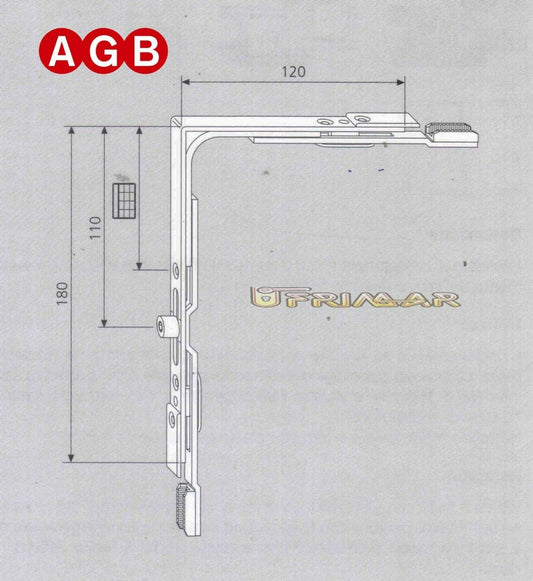 Movimento angolare AGB cod.A400090002 GR2 mm.120x180 ricambio per anta ribalta