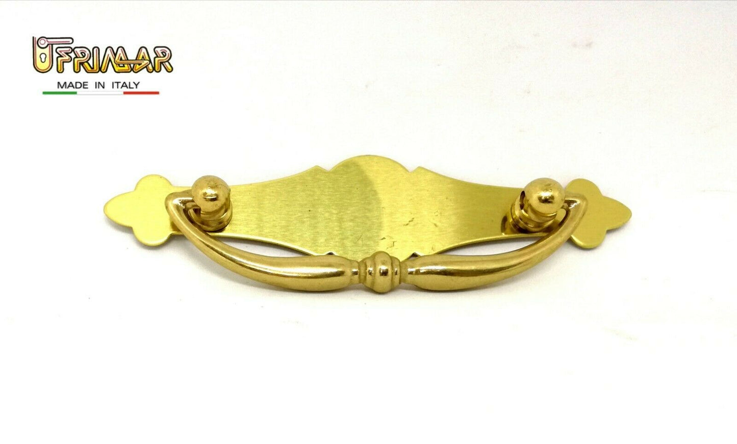 MANIGLIA PER MOBILI ANTICHI Interasse mm.75 OTTONE LUCIDO MANIGLIETTA CLASSICA