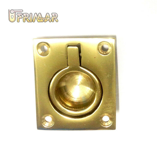 Maniglia Incasso con Anello pieghevole per ante in Legno mm.49x42 Ottone Lucido