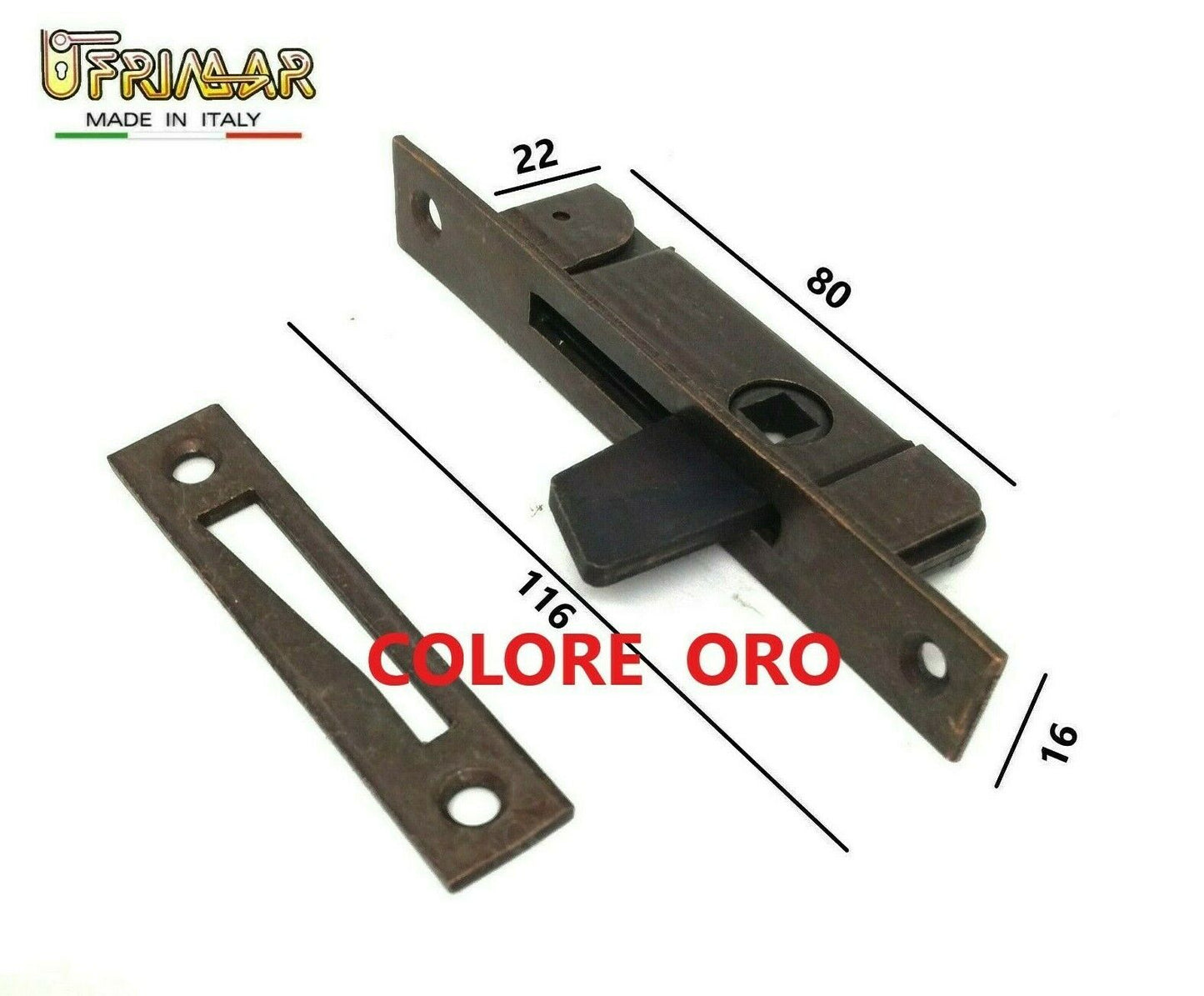 CREMONESE CHIUSURA PER FINESTRE PIASTRA mm.116x16 QUADRO mm.7 COLORE ORO