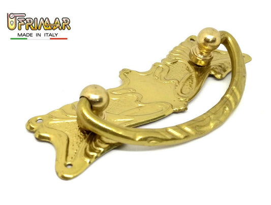 MANIGLIA CLASSICA PER MOBILI ANTICHI Interasse mm.64 OTTONE LUCIDO ditta GIUSTI