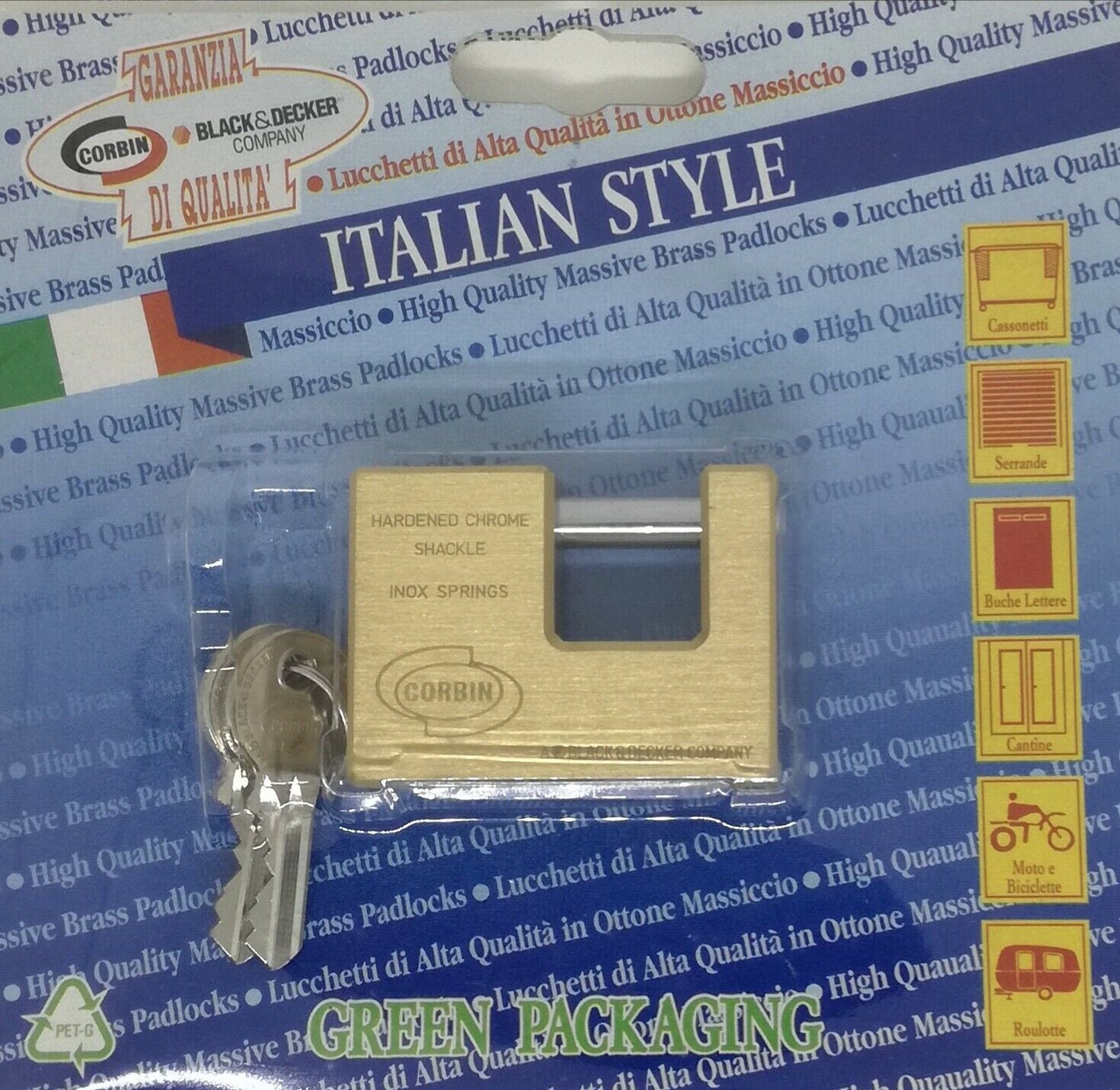 Lucchetto Corbin con spinotto mm.50 Ottone lucchetto per bici moto cancelli