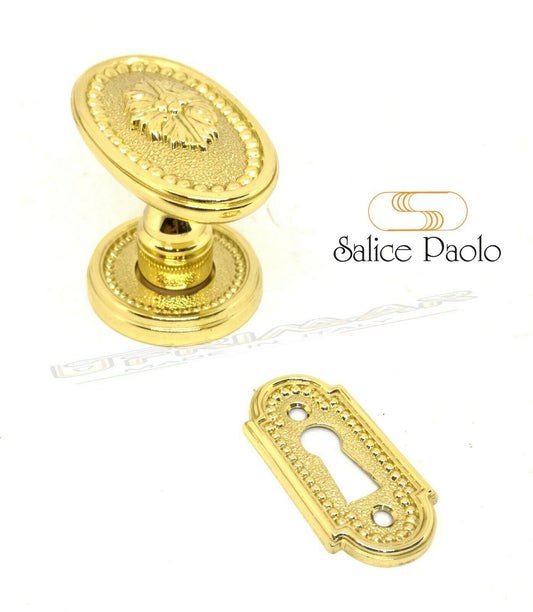 POMOLO PORTA PORTONE FISSO GIREVOLE SALICE HANNOVER 4352/4350 OTTONE LUCIDO