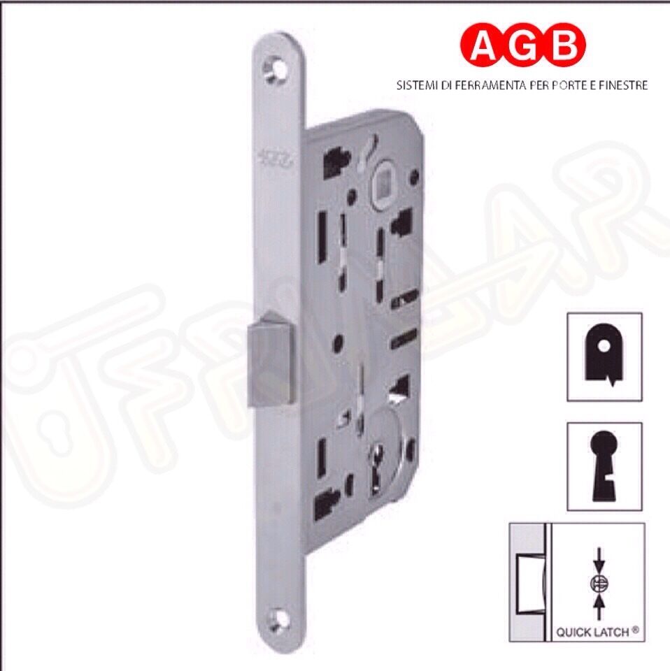 SERRATURA AGB PATENT MEDIANA EVOLUTION 1101 CROMO OPACO MM.50 F.18 INF. PORTA