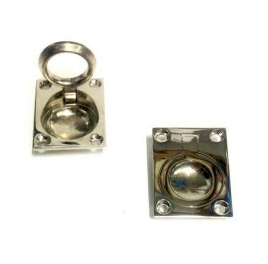 Maniglia incasso con anello Pieghevole per porte in legno mm.51x38 Cromo Lucido