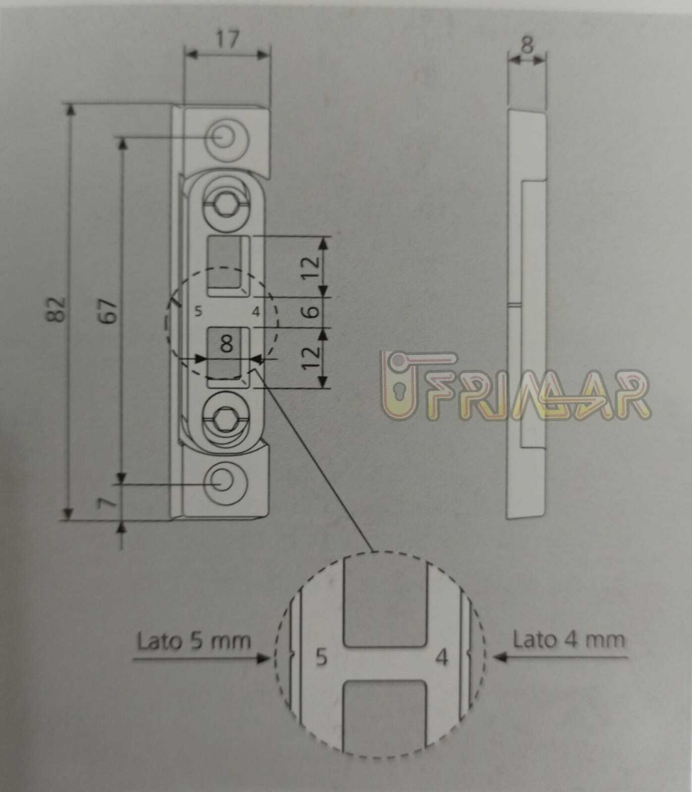 Incontro registrabile per puntali 41200 AGB A200170505 Aria 12 mm.82x17x8
