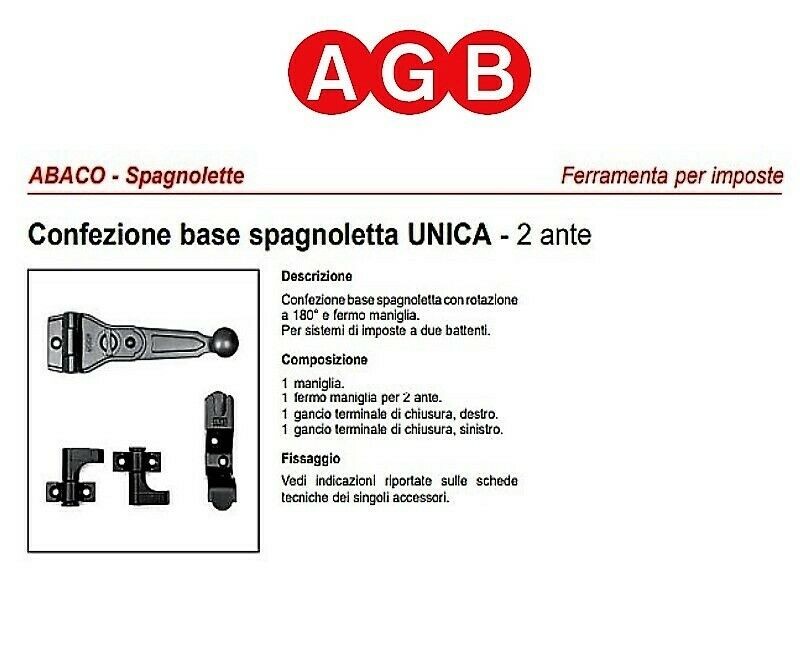 CONFEZIONE BASE SPAGNOLETTA AGB 2 ANTE H009030893 SERIE UNICA MISURA NORMALE