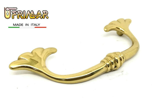 MANIGLIA CLASSICA PER MOBILI ANTICHI Interasse mm.96 OTTONE LUCIDO ditta BESANA