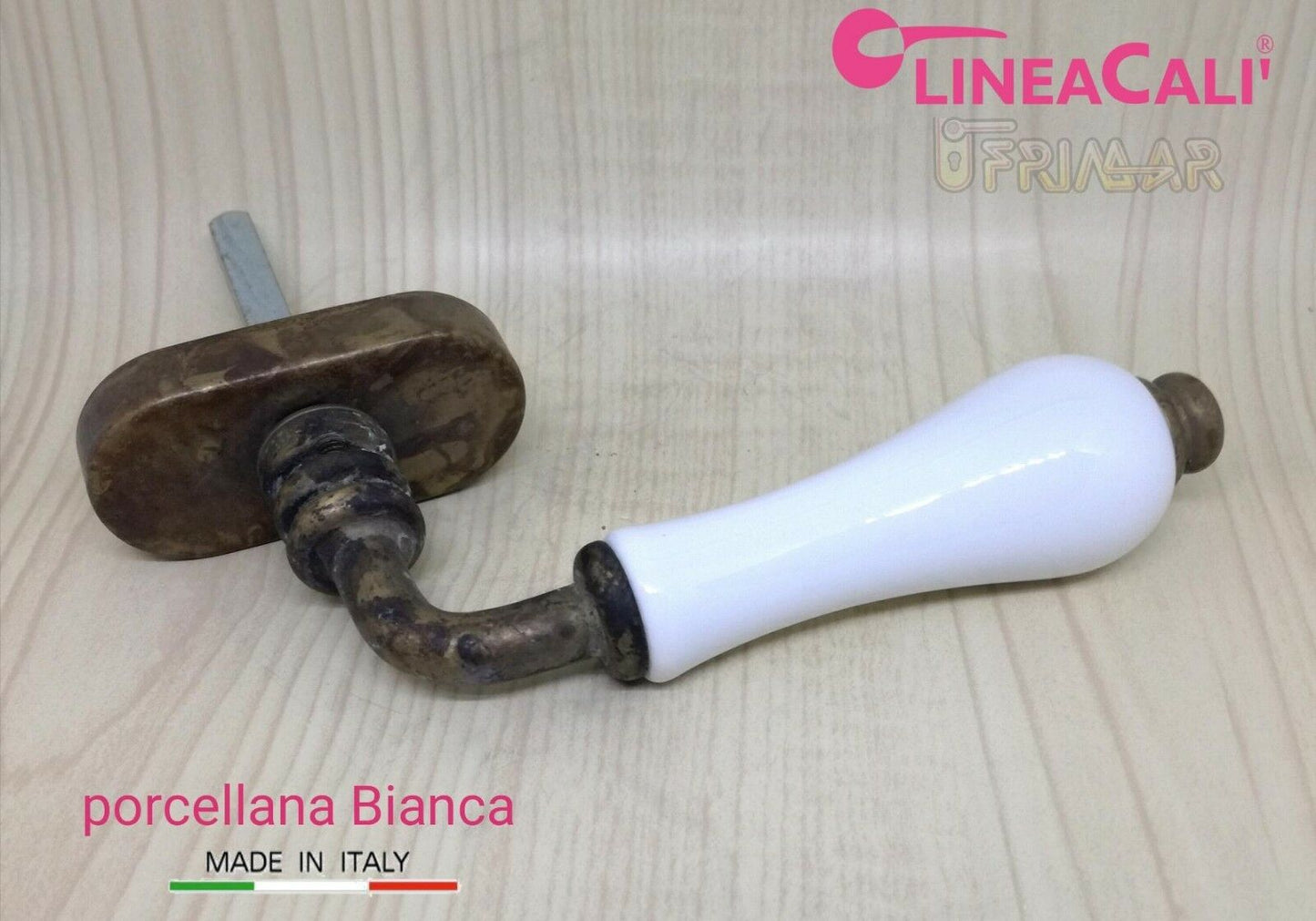 Cremonese ceramica DK per finestra porcellana bianca e Ottone antico LINEA CALI'