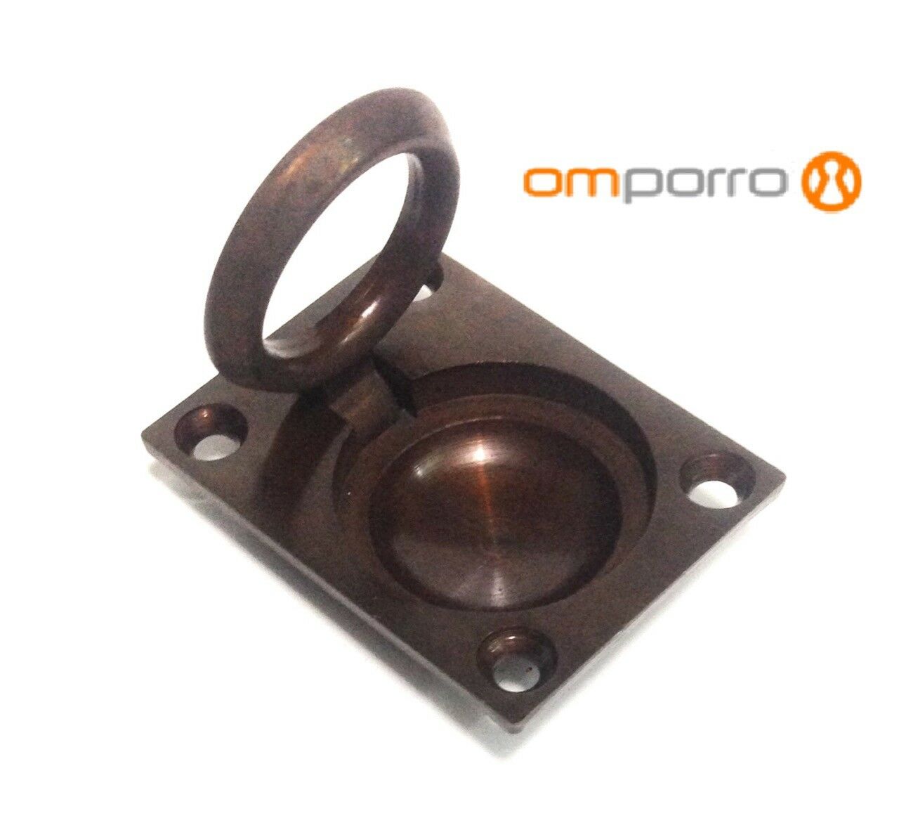 Maniglia incasso con anello Pieghevole per anta in legno mm.51x38 Bronzata