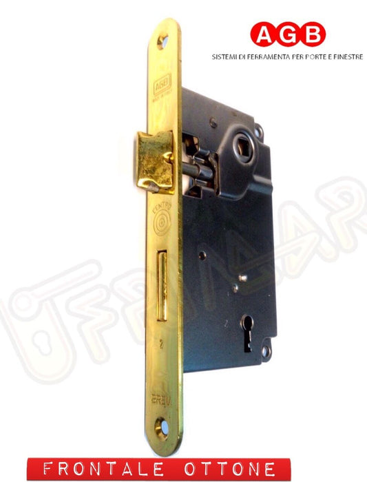 SERRATURA AGB PATENT CENTRO 1003.50 mm.50 OTTONE LUCIDO INFILARE PORTA DIST.90