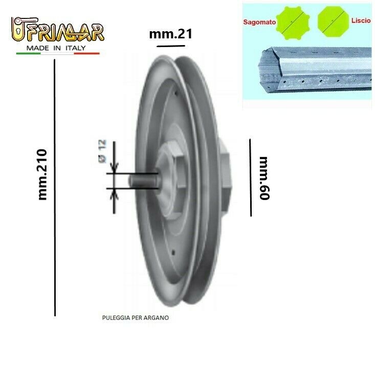 PULEGGIA RUOTA PER AVVOLGIBILE D.210 LISCIO X CAVO ACCIAIO ARGANELLO TAPPARELLA