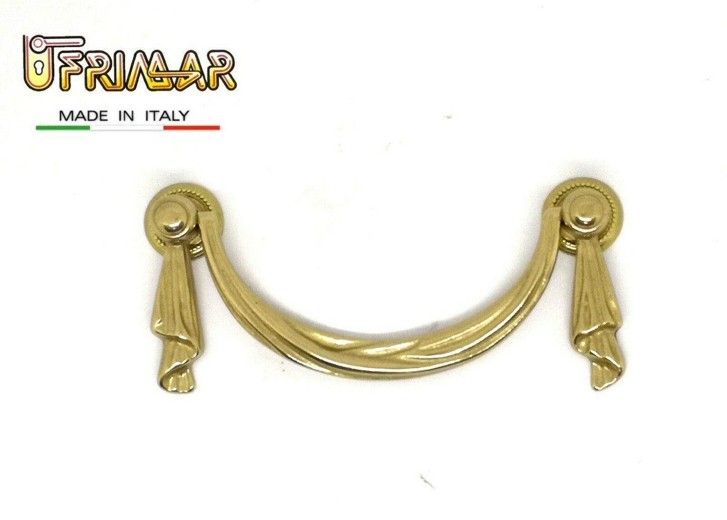 MANIGLIA PER MOBILI ANTICHI Interasse mm.64 OTTONE LUCIDO CLASSICA ditta BESANA