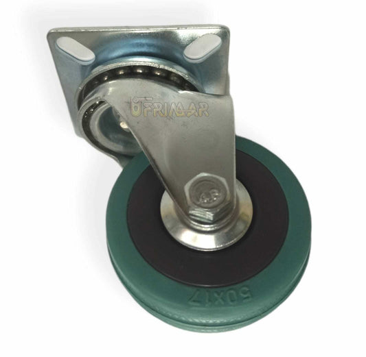 Ruote per mobili D.50 Altezza mm.70 ruota in gomma con piastra girevole ufficio
