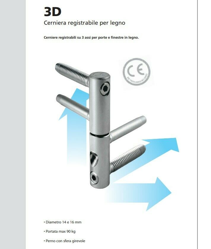 CERNIERA ANUBA PER PORTE IN LEGNO D.14 REGOLABILE E01150 AGB RIDOTTA E011501402