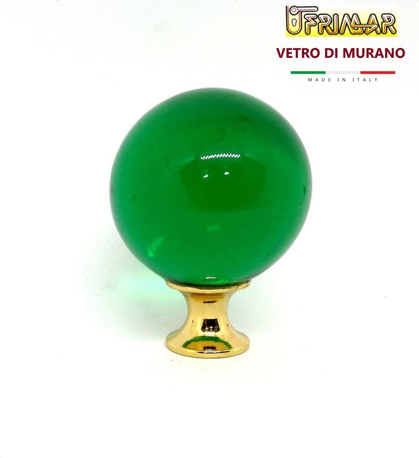 POMOLO VETRO MURANO SFERA DIAMETRO mm.40 BASE ORO vari colori POMOLINO VETRO